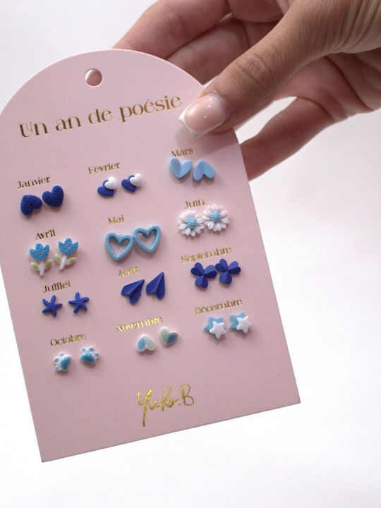 Yuko.b Καρτέλα 12 Ζευγάρια Σκουλαρίκια A Year Blue Poetry