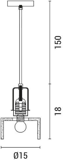 Eurolamp Κρεμαστό Φωτιστικό Χρυσό με Ντουί E27 15x15x168εκ.