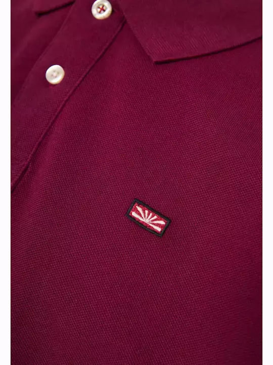 Funky Buddha Bluza pentru bărbați cu mâneci scurte Polo Magenta Purple