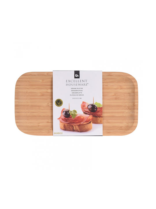 Excellent Houseware Rectangular Serving Tray with Handles in Brown Color 25x13x1.8cm 1pcs