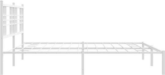King Size Metallbett Weiß mit Lattenrost für Matratze 193x203cm