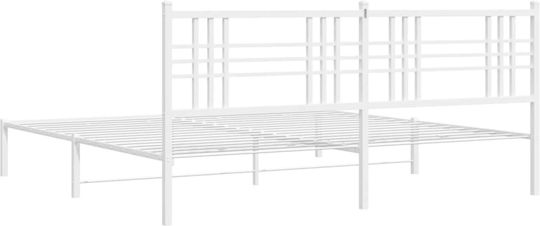 Метално Легло King Size Бяло с Дъски за Матрак 183x213см