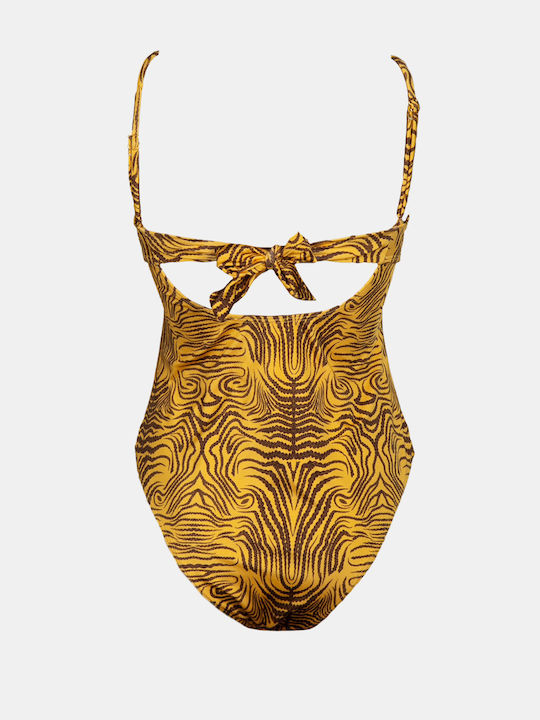 Rock Club Strapless Monokini Swimsuit Yellow