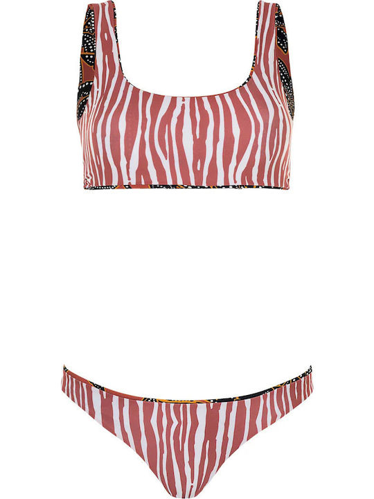 Phoenix Palm Flirt Set Bikini Μπουστάκι Floral Καφέ