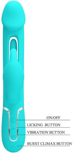 Pretty Love Kampas Rabbit 3 In 1 Multifunction Vibrator Tongue Aqua Green
