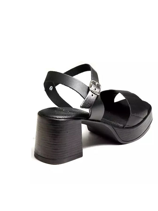 Fresia Leder Damen Sandalen in Schwarz Farbe