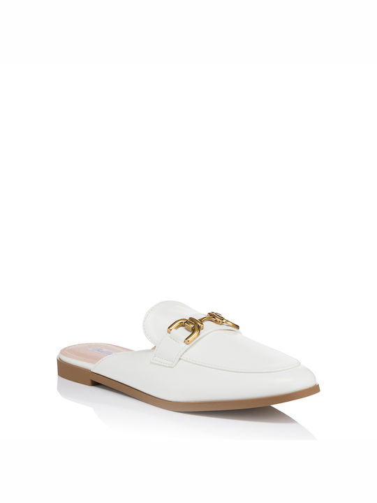 Bellamica Flat Mules σε Λευκό Χρώμα