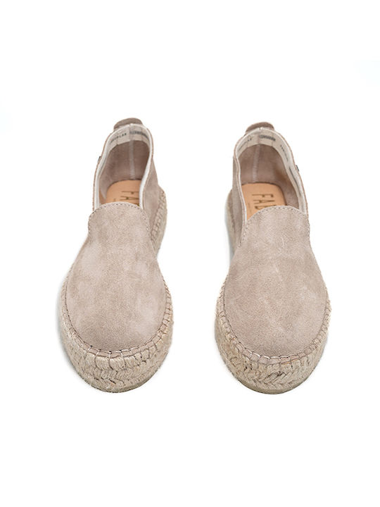 Fabiolas Collection Lederne Damen Espadrilles in Beige Farbe