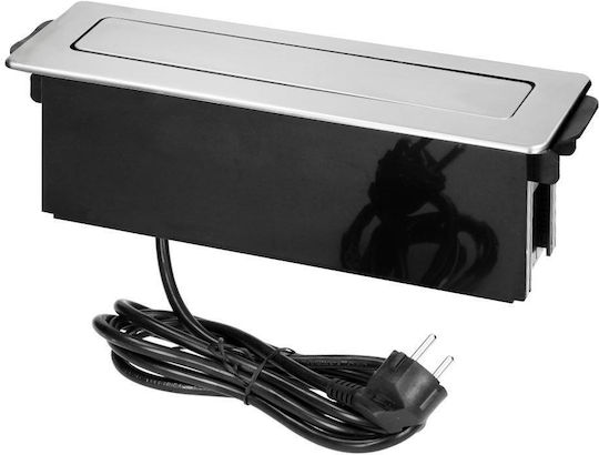 Orno Dreifach Gemauerte Steckdose mit 2 USB-Anschlüssen Schwarz