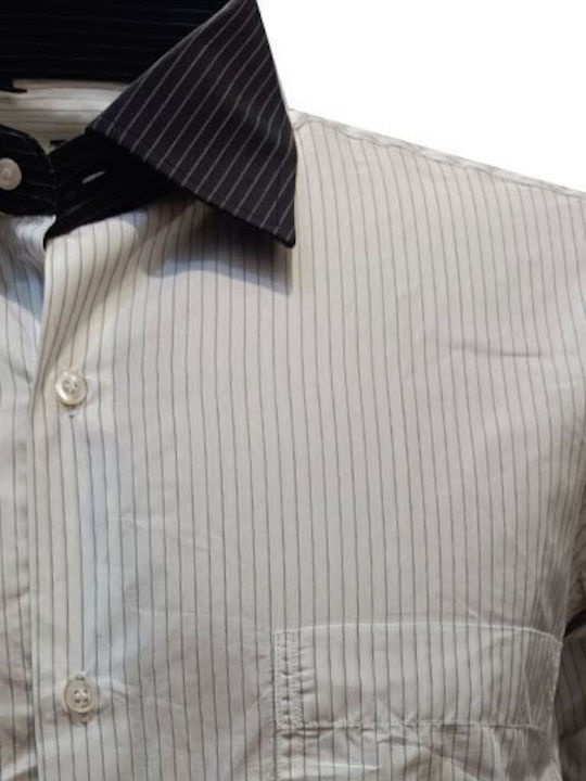 Long-sleeved Cotton Shirt Striped White