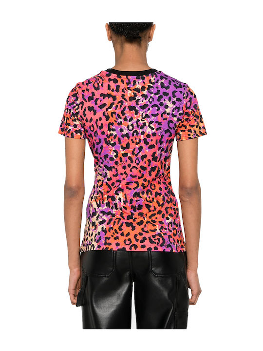 Just Cavalli Women's Blouse Cotton Short Sleeve Animal Print Colorful