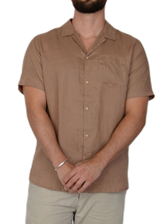 Sseinse Men's Shirt Long Sleeve Cotton Brown