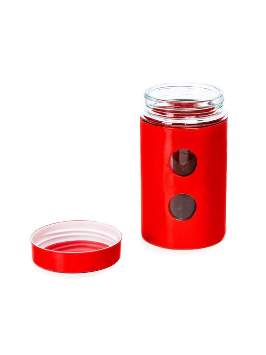 Muhler Allgemeine Verwendung Lebensmittelglas mit Deckel aus Rostfreiem Stahl Rote 1050ml Stücke