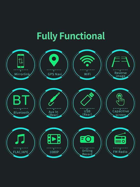 Sistem Audio Auto 2DIN (Bluetooth/USB/AUX/WiFi/GPS/Apple-Carplay/Android-Auto) cu Ecran Tactil 9"
