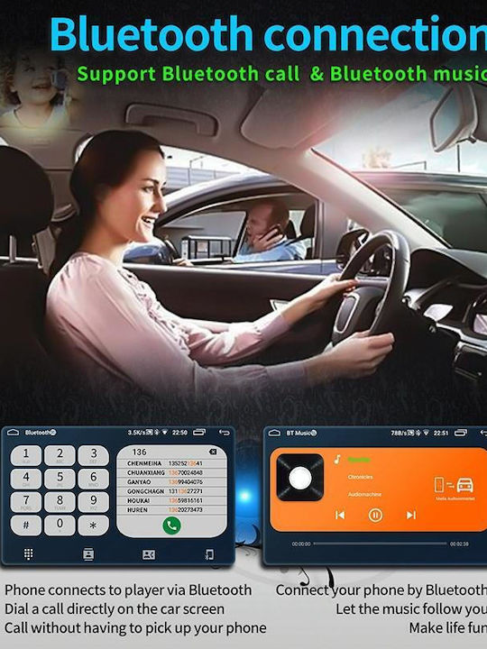 Sistem Audio Auto 2DIN (Bluetooth/USB/AUX/WiFi/GPS/Apple-Carplay/Android-Auto) cu Ecran Tactil 9"