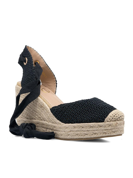 Exe Platforme dama în stil espadrile Negre