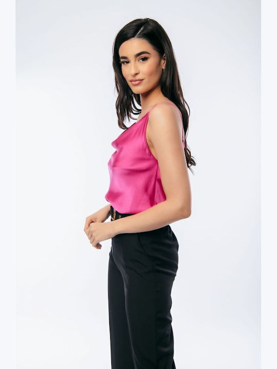 Damen Bluse Drapierung mit Trägern Fuchsie