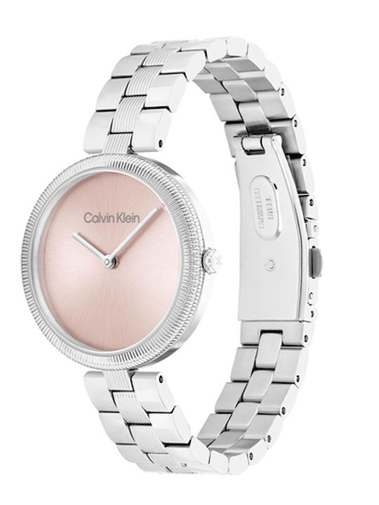 Calvin Klein Gleam Collection Γυναικείο Ρολόι 32mm Μπαταρίας με Ασημί Μεταλλικό Μπρασελέ