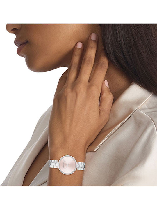 Calvin Klein Gleam Collection Γυναικείο Ρολόι 32mm Μπαταρίας με Ασημί Μεταλλικό Μπρασελέ