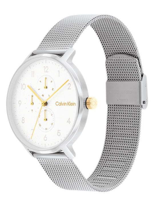 Calvin Klein Γυναικείο Ρολόι 40mm Μπαταρίας με Ασημί Μεταλλικό Μπρασελέ