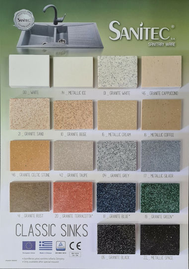 Sanitec Classic Drop-In Spüle aus Verbundgranulat B48xT48cm Granite Blue
