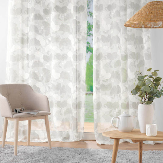 Flamingo Perdea Cu Capse L-c Ginko Albă 140x280cm