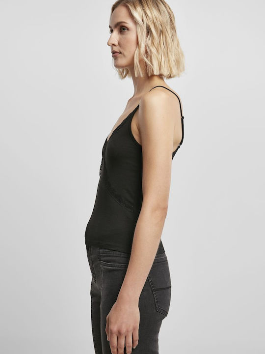 Women's Blouse Cotton with Lace Black
