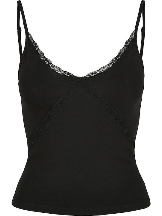 Women's Blouse Cotton with Lace Black