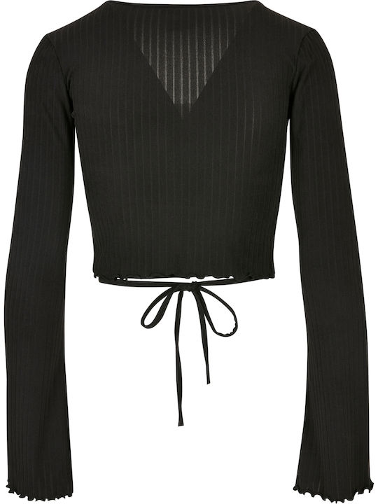 Women's Crop Top Long Sleeve Black
