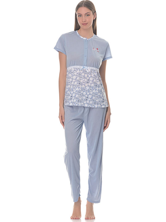 Cool Sommer Damen Pyjama-Set Light Blue