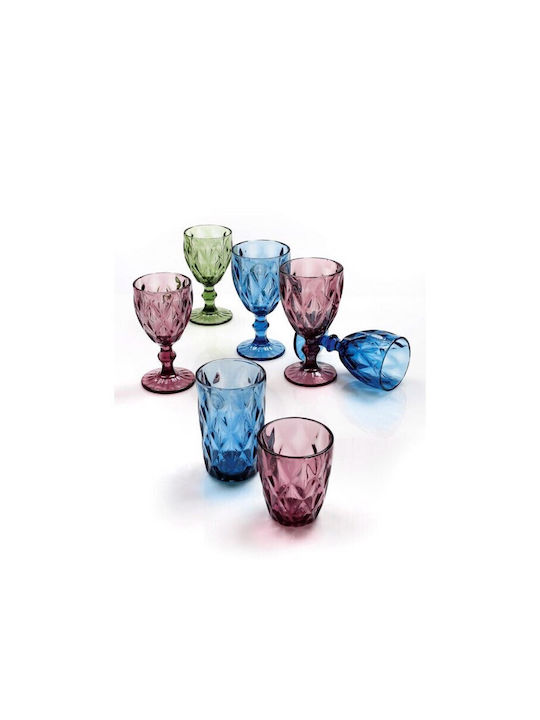 Cryspo Trio Kare Set Gläser für Weißwein aus Glas in Blau Farbe Mit Stiel 230ml 6Stück