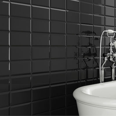 Ravenna Metro Kitchen Wall / Bathroom Gloss Ceramic Tile 15x7.5cm Black