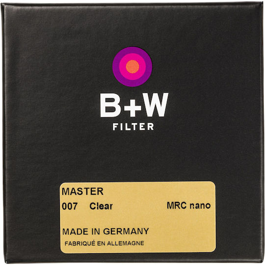 B+W Master Lens Filter Clear Diameter 49mm with MRC Nano Coating Easy Clean for Photography Lenses
