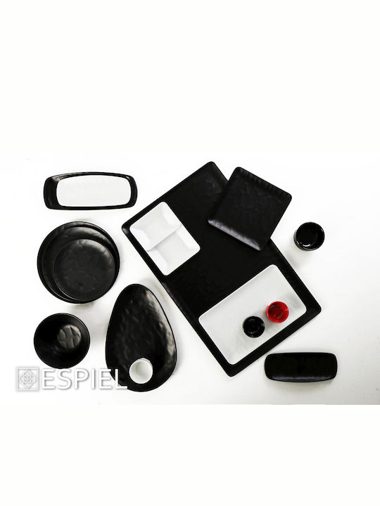 Espiel Wavy Matte Servierplatte Oval Kunststoff Schwarz 28x18cm 6Stück