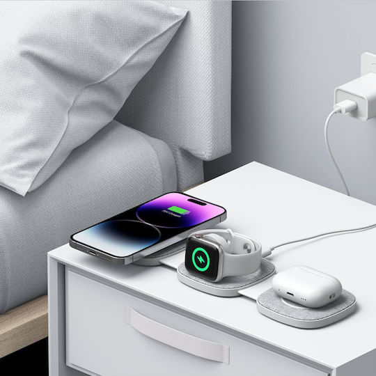 Tech-Protect Magsafe Charger Gray (QI15W-A32 3in1 Magnetic & Foldable)