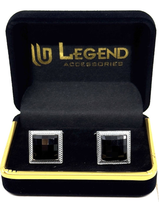 Legend Accessories Μανικετόκουμπα από Ασήμι σε Μαύρο Χρώμα