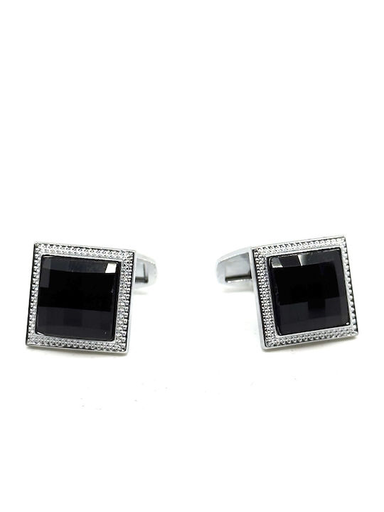 Legend Accessories Μανικετόκουμπα από Ασήμι σε Μαύρο Χρώμα