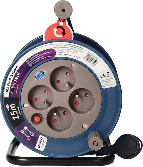 Orno Cablu de prelungire 1 loc cu cablu de 15m Diametru 3 x 1mm² Gri