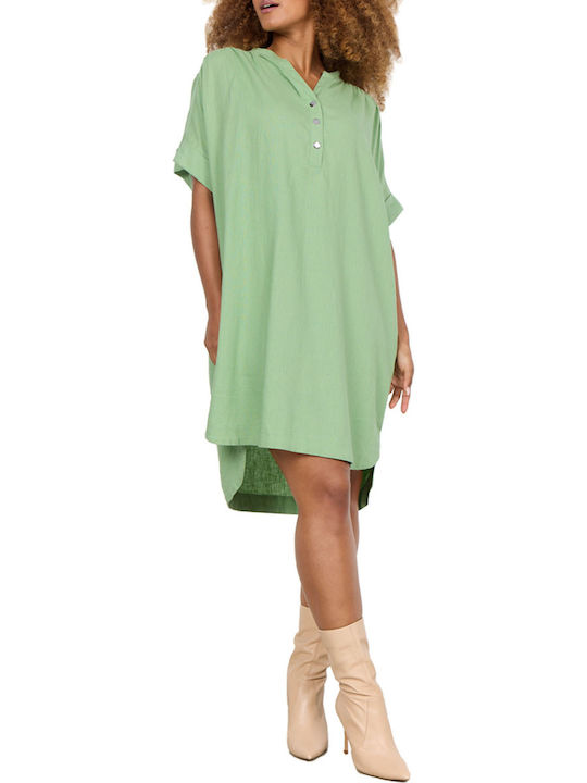 Soya Concept Summer Mini Shirt Dress Green