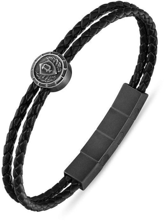 Police Crest Bracelet Stainless Steel Leather Bracelet