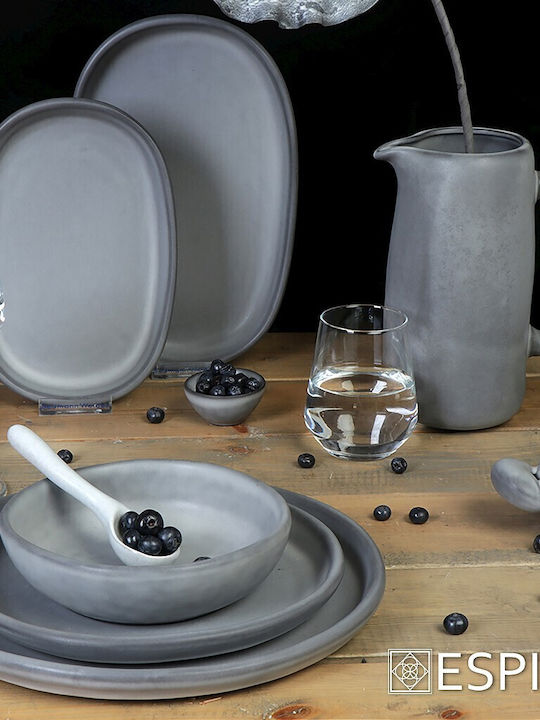 Espiel Canyon Teller Untiefe Oval Keramik Gray 21x21cm
