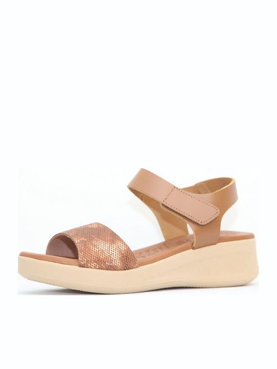 Women's Leather Platform Shoes Brown