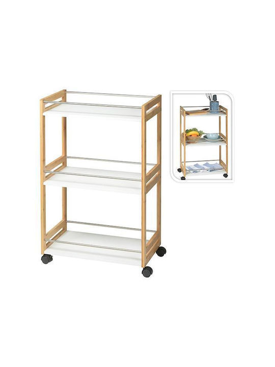 Koopman Troleu De Bucătărie Din Lemn Capacitate 3 Multicolor 51x30x80cm