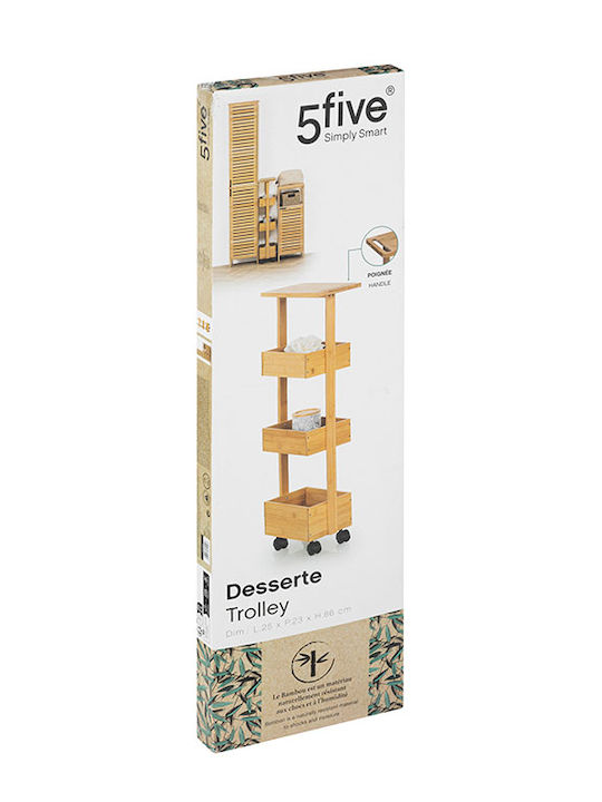 5Five Troleu De Bucătărie Din Lemn Cu 4 Locuri Maro 33x18x85.5cm