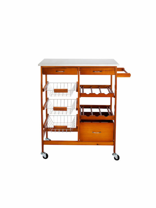 Excellent Houseware Troler De Bucătărie Din Lemn Cu 4 Locuri Maro 66x36x84cm