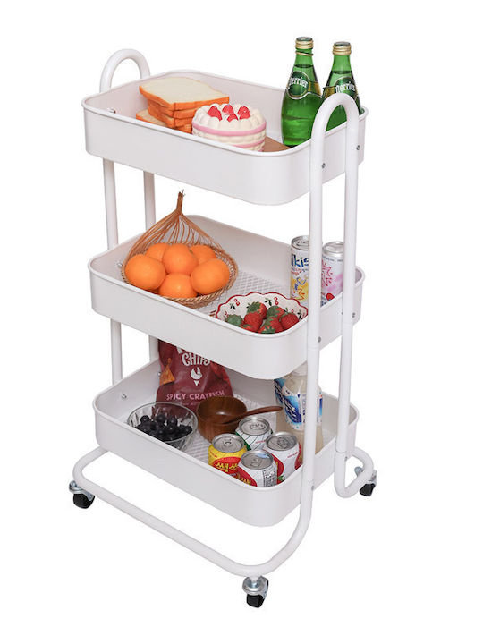 Bakaji Kitchen Rack Metallic 3 Tiers White 46x40x84cm