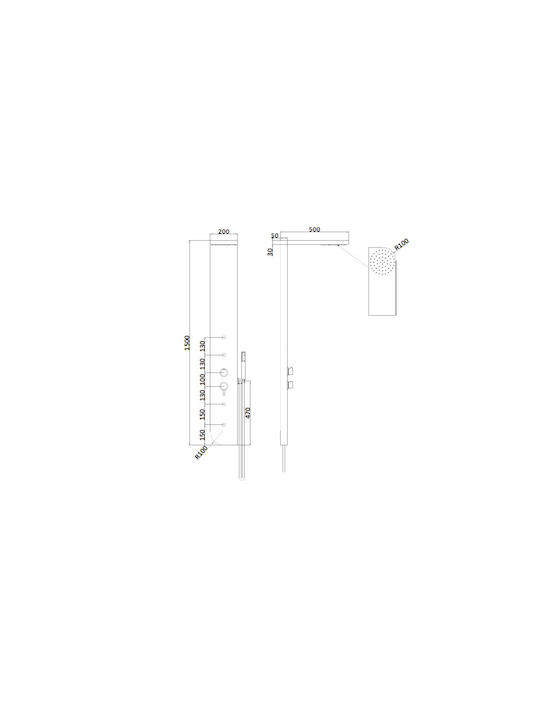 Sparke Clora Στήλη Υδρομασάζ 150cm Ασημί