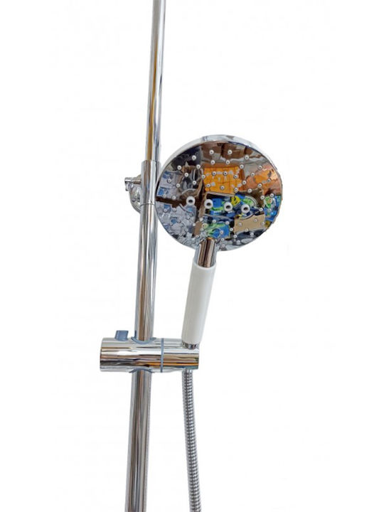 Sky22N-11 Shower Column with Bathtub Mixer 114cm Silver