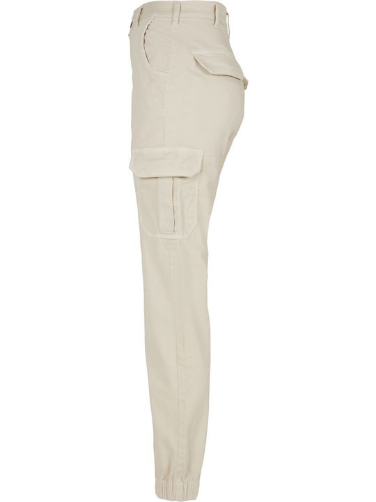 Women's High-waisted Fabric Cargo Trousers White Sand