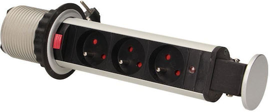 Orno Priză Electrică Triplu Mortice Argintie